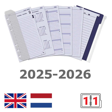 6311-25-26 170 x 95 mm Personal Agenda Planner Refills Daily Complete Set EN NL 2025 2026